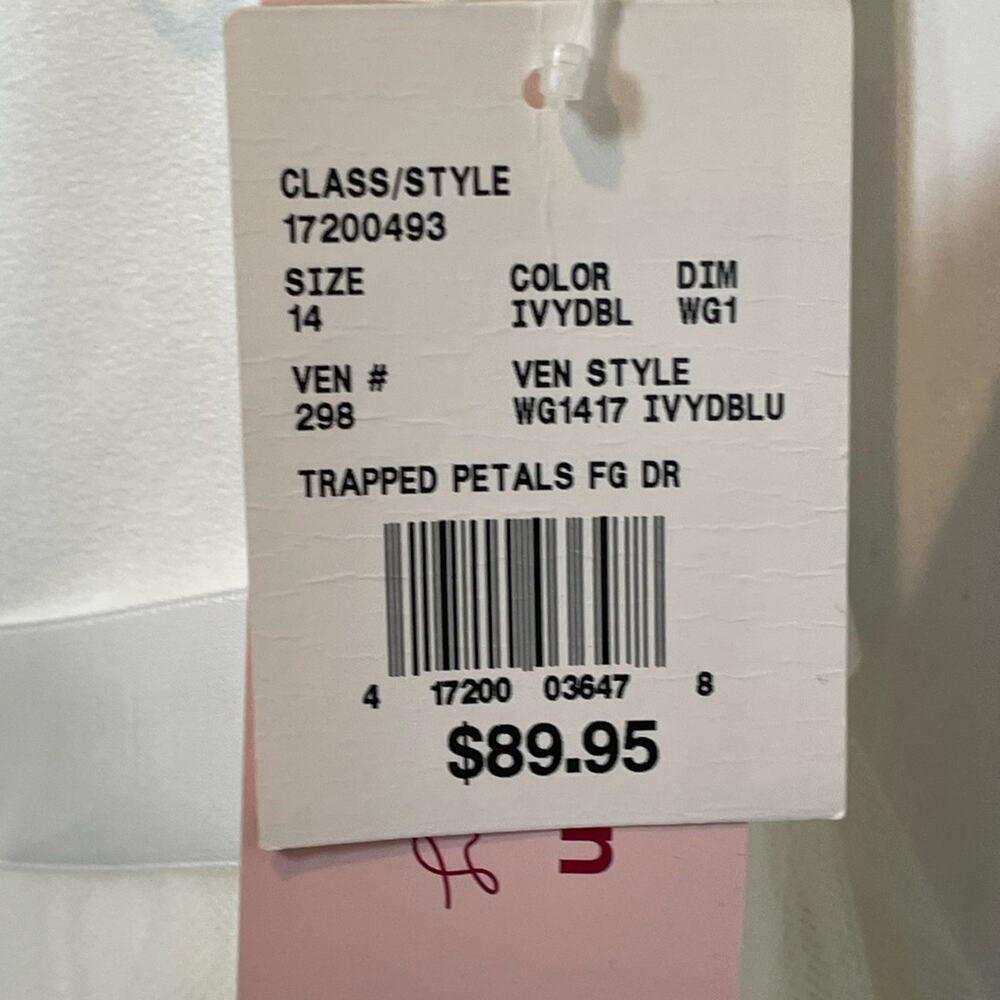 David’s Bridal Trapped Tulle White Blue Sz 14. Jr Bridesmaid or Flower Girl $84 - Picture 7 of 9